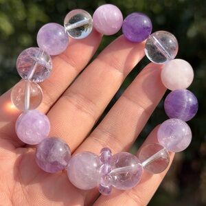 13mm stretchable dream amethyst, lavender amethyst clear quartz bracelet 1145